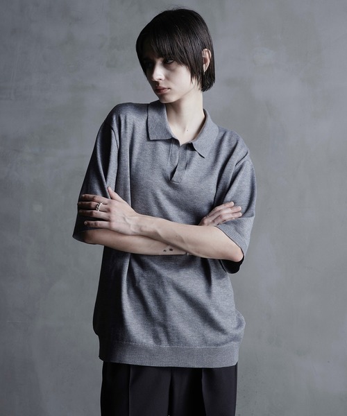 callne Vネックサマーニットシャツ CALLNE tシャツ 「CALLNE」Vneck Summer Knit Shirt / Vネック