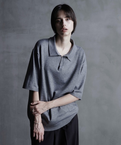 callne Vネックサマーニットシャツ CALLNE tシャツ 「CALLNE」Vneck Summer Knit Shirt / Vネック