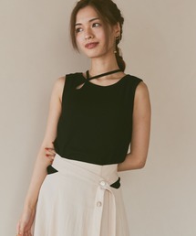 moi tytto | カップ付きデザインリブタンク(タンクトップ)