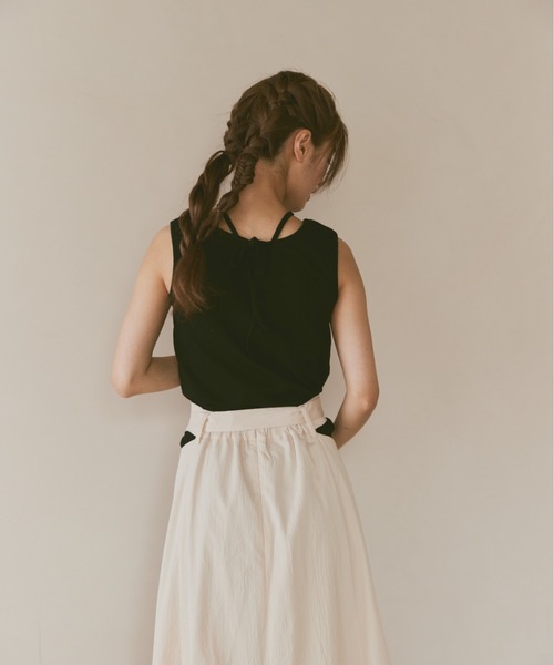 moi tytto（モイテュット）の「カップ付きデザインリブタンク（タンクトップ・レディース・ブラック/ナチュラル/ブラウン・FREE）」の8枚目の写真