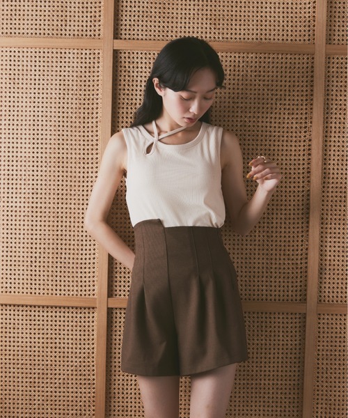 moi tytto（モイテュット）の「カップ付きデザインリブタンク（タンクトップ・レディース・ブラック/ナチュラル/ブラウン・FREE）」の14枚目の写真