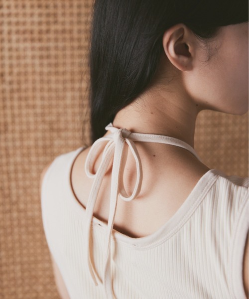 moi tytto（モイテュット）の「カップ付きデザインリブタンク（タンクトップ・レディース・ブラック/ナチュラル/ブラウン・FREE）」の5枚目の写真