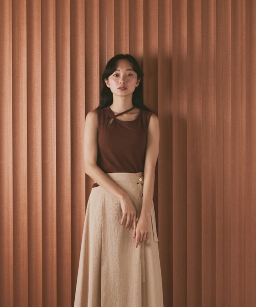 moi tytto（モイテュット）の「カップ付きデザインリブタンク（タンクトップ・レディース・ブラック/ナチュラル/ブラウン・FREE）」の11枚目の写真