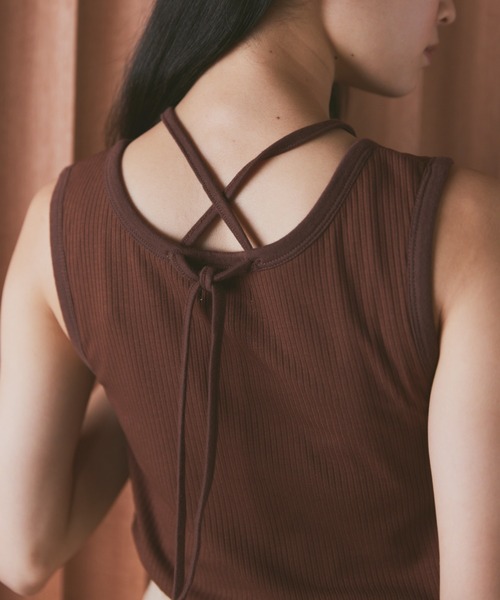 moi tytto（モイテュット）の「カップ付きデザインリブタンク（タンクトップ・レディース・ブラック/ナチュラル/ブラウン・FREE）」の10枚目の写真