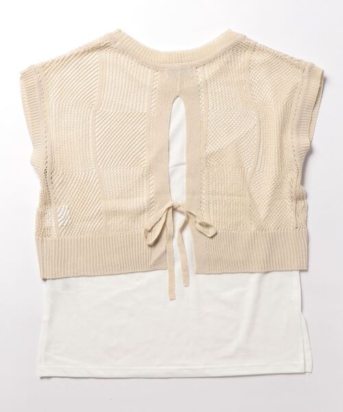 BACK NUMBER（バックナンバー）の「【BACK NUMBER】透かし編みレイヤードベスト（ベスト・レディース・キナリ/ダークグレー・L/M）」の4枚目の写真