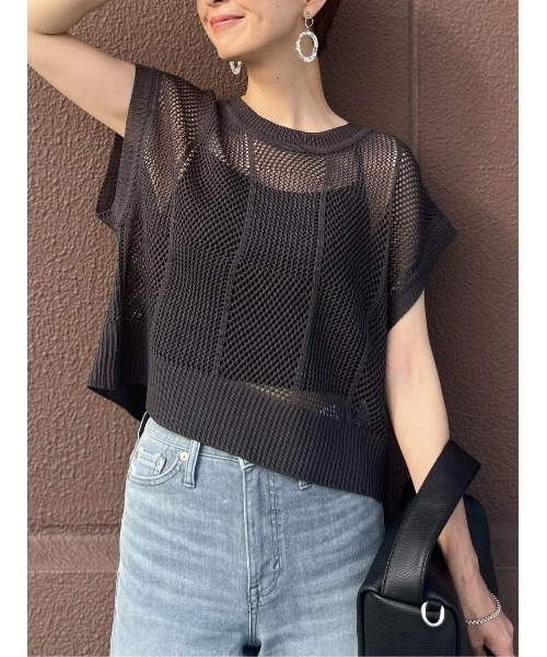 BACK NUMBER（バックナンバー）の「【BACK NUMBER】透かし編みレイヤードベスト（ベスト・レディース・キナリ/ダークグレー・L/M）」の2枚目の写真