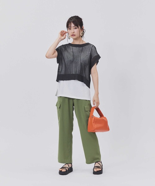 BACK NUMBER（バックナンバー）の「【BACK NUMBER】透かし編みレイヤードベスト（ベスト・レディース・キナリ/ダークグレー・L/M）」の9枚目の写真