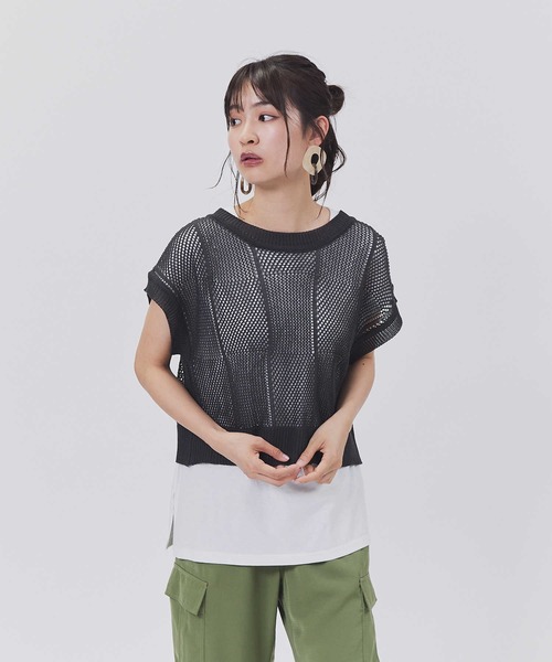 BACK NUMBER（バックナンバー）の「【BACK NUMBER】透かし編みレイヤードベスト（ベスト・レディース・キナリ/ダークグレー・L/M）」の10枚目の写真