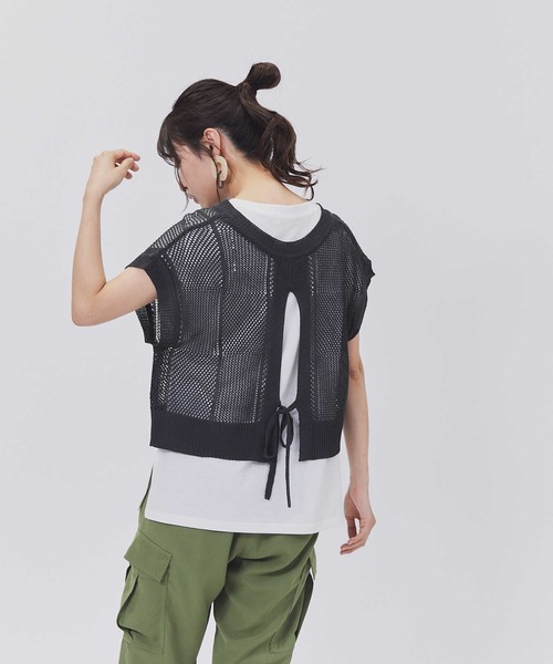 BACK NUMBER（バックナンバー）の「【BACK NUMBER】透かし編みレイヤードベスト（ベスト・レディース・キナリ/ダークグレー・L/M）」の11枚目の写真