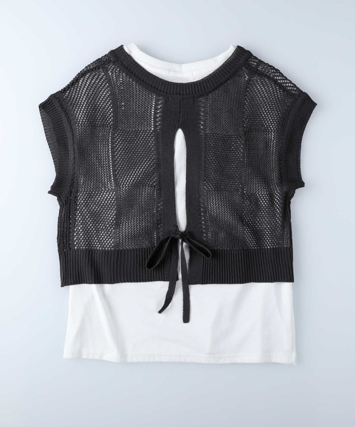 BACK NUMBER（バックナンバー）の「【BACK NUMBER】透かし編みレイヤードベスト（ベスト・レディース・キナリ/ダークグレー・L/M）」の14枚目の写真
