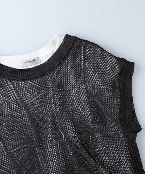 BACK NUMBER（バックナンバー）の「【BACK NUMBER】透かし編みレイヤードベスト（ベスト・レディース・キナリ/ダークグレー・L/M）」の15枚目の写真