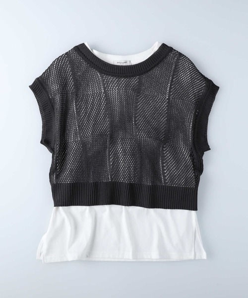 BACK NUMBER（バックナンバー）の「【BACK NUMBER】透かし編みレイヤードベスト（ベスト・レディース・キナリ/ダークグレー・L/M）」の20枚目の写真