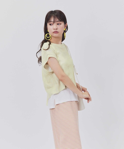 BACK NUMBER（バックナンバー）の「【BACK NUMBER】透かし編みレイヤードベスト（ベスト・レディース・キナリ/ダークグレー・L/M）」の6枚目の写真