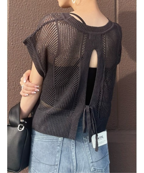 BACK NUMBER（バックナンバー）の「【BACK NUMBER】透かし編みレイヤードベスト（ベスト・レディース・キナリ/ダークグレー・L/M）」の21枚目の写真