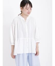Samansa Mos2 | 裾スカラップギャザースキッパーブラウス(シャツ/ブラウス)