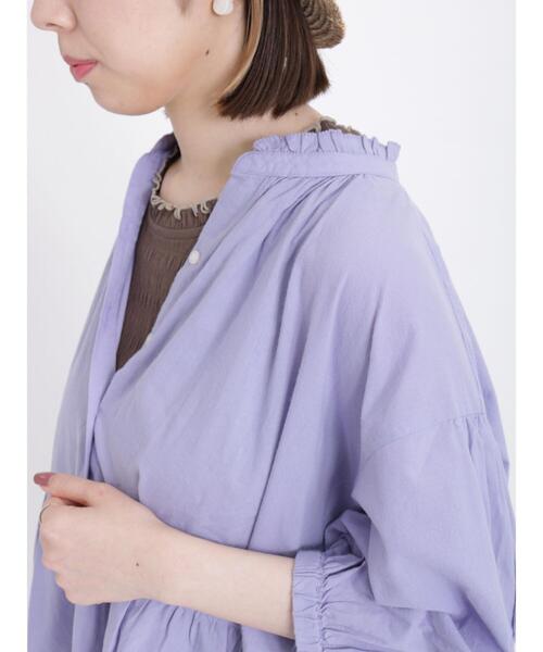 Samansa Mos2（サマンサ モスモス）の「裾スカラップギャザースキッパーブラウス（シャツ/ブラウス・レディース・ブラウン/オフホワイト/パープル/ブラック・F）」の6枚目の写真