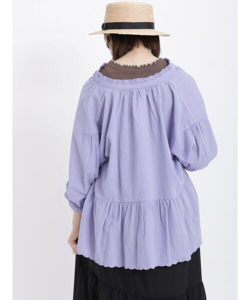 Samansa Mos2（サマンサ モスモス）の「裾スカラップギャザースキッパーブラウス（シャツ/ブラウス・レディース・ブラウン/オフホワイト/パープル/ブラック・F）」の8枚目の写真