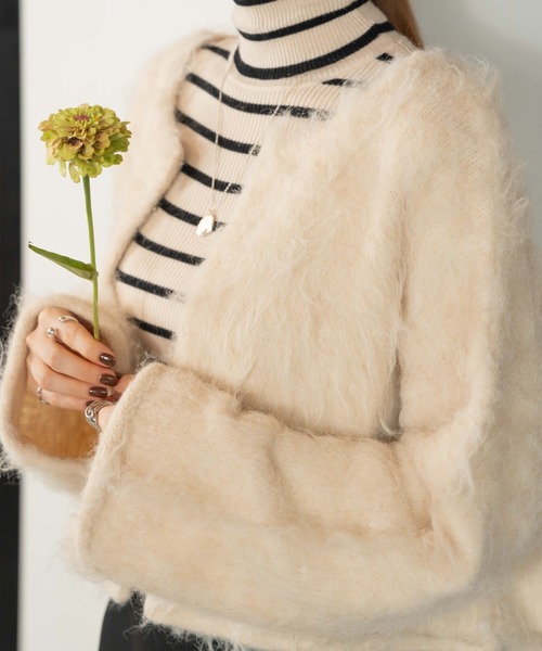 hinari（ヒナリ）の「シャギーショートカーディガン（カーディガン/ボレロ・レディース・チャコールグレー/キャメル/アイボリー・FREE）」の17枚目の写真