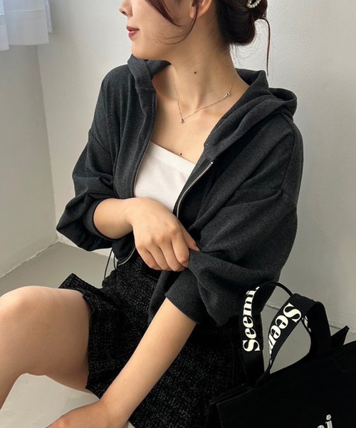 one after another NICE CLAUP(ワンアフターアナザーナイスクラップ)の「ダブルZIPショートパーカー(パーカー・レディース・杢グレー/アイボリー/チャコールグレー・FREE)」の3枚目の写真