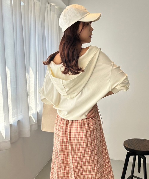 one after another NICE CLAUP(ワンアフターアナザーナイスクラップ)の「ダブルZIPショートパーカー(パーカー・レディース・杢グレー/アイボリー/チャコールグレー・FREE)」の13枚目の写真