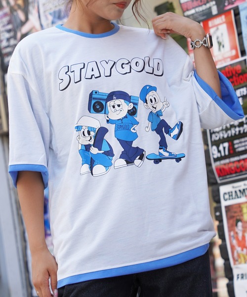 STAY GOLD（ステイゴールド）の「【STAYGOLD】リバーシブル Tシャツ / Reversible T-shirt（Tシャツ/カットソー・メンズ・チャコール/グリーン/イエロー/ブルー・FREE）」の3枚目の写真