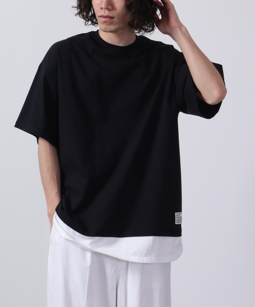 FUNALIVE(ファンアライブ)の「フェイクレイヤードTシャツ 半袖(Tシャツ/カットソー・メンズ・チャコール/ネイビー/ベージュ/グリーン/ブラック/杢グレー・M/L/XL)」の2枚目の写真