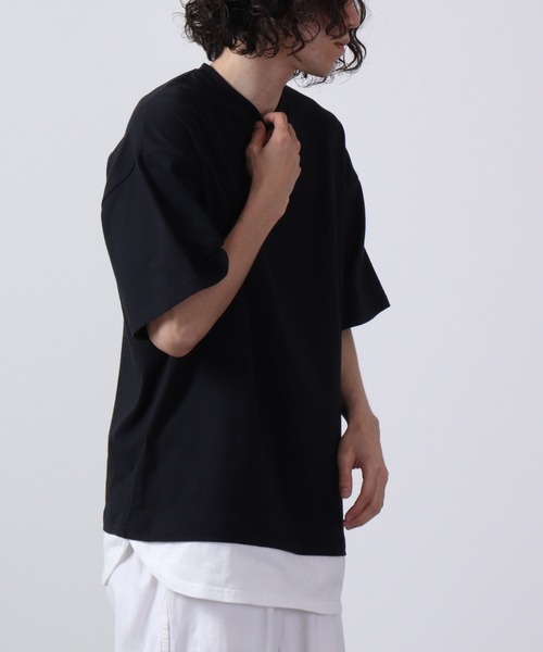 FUNALIVE(ファンアライブ)の「フェイクレイヤードTシャツ 半袖(Tシャツ/カットソー・メンズ・チャコール/ネイビー/ベージュ/グリーン/ブラック/杢グレー・M/L/XL)」の10枚目の写真
