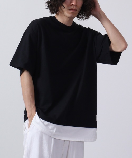 FUNALIVE(ファンアライブ)の「フェイクレイヤードTシャツ 半袖(Tシャツ/カットソー・メンズ・チャコール/ネイビー/ベージュ/グリーン/ブラック/杢グレー・M/L/XL)」の7枚目の写真