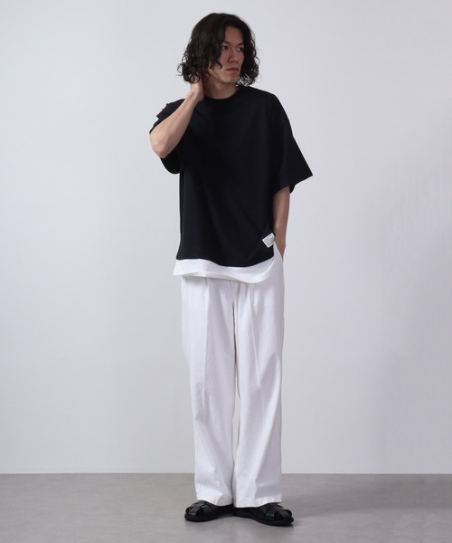 FUNALIVE(ファンアライブ)の「フェイクレイヤードTシャツ 半袖(Tシャツ/カットソー・メンズ・チャコール/ネイビー/ベージュ/グリーン/ブラック/杢グレー・M/L/XL)」の13枚目の写真