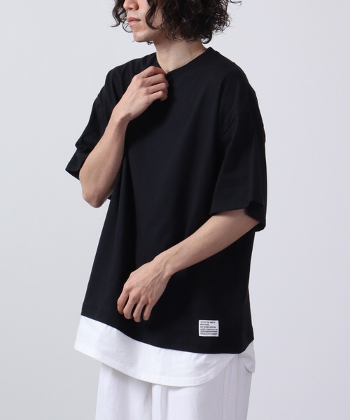 FUNALIVE(ファンアライブ)の「フェイクレイヤードTシャツ 半袖(Tシャツ/カットソー・メンズ・チャコール/ネイビー/ベージュ/グリーン/ブラック/杢グレー・M/L/XL)」の9枚目の写真