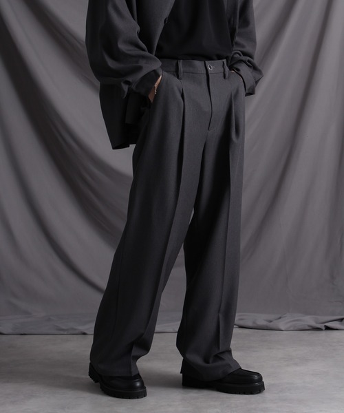 welise（ウェライズ）の「【welise/ウェライズ】センタープレス 1タック ワイドストレートスラックス【セットアップ対応】（スラックス・メンズ・ダークブラウン/ブラック/オフホワイト/チャコールグレー・L/S/M）」の4枚目の写真