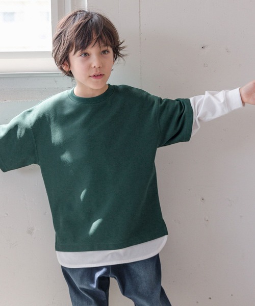 GLOBAL WORK(グローバルワーク)の「イージーDRYワッフルレイヤー/907688(Tシャツ/カットソー・キッズ・ライトグレー/ブラック/グリーン/ブルー・110cm/100cm/120cm/130cm/140cm/150cm/160cm)」の3枚目の写真