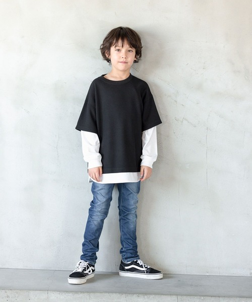 GLOBAL WORK(グローバルワーク)の「イージーDRYワッフルレイヤー/907688(Tシャツ/カットソー・キッズ・ライトグレー/ブラック/グリーン/ブルー・110cm/100cm/120cm/130cm/140cm/150cm/160cm)」の10枚目の写真