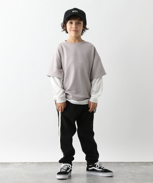 GLOBAL WORK(グローバルワーク)の「イージーDRYワッフルレイヤー/907688(Tシャツ/カットソー・キッズ・ライトグレー/ブラック/グリーン/ブルー・110cm/100cm/120cm/130cm/140cm/150cm/160cm)」の21枚目の写真