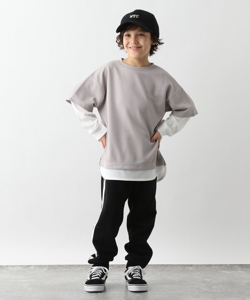 GLOBAL WORK(グローバルワーク)の「イージーDRYワッフルレイヤー/907688(Tシャツ/カットソー・キッズ・ライトグレー/ブラック/グリーン/ブルー・110cm/100cm/120cm/130cm/140cm/150cm/160cm)」の22枚目の写真
