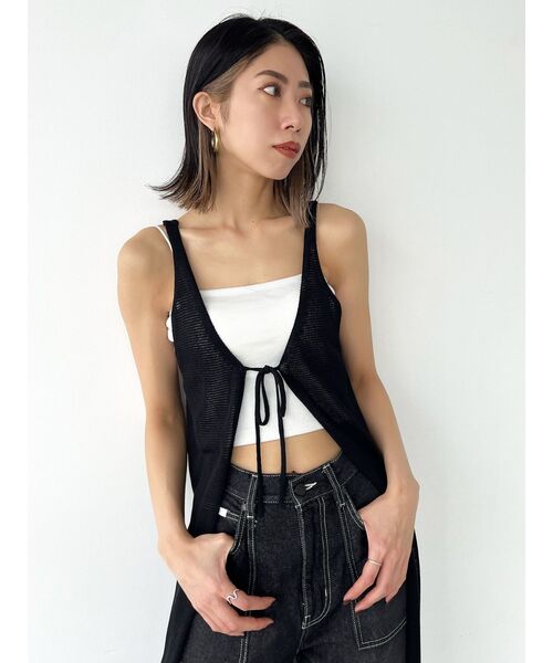 EMODA(エモダ)の「ボックスキャミ(Tシャツ/カットソー・レディース・その他/その他1/ホワイト/ブラック・FREE)」の8枚目の写真