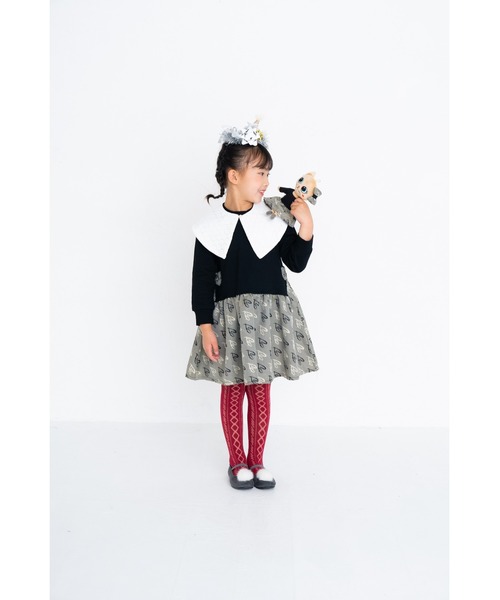 nino(ニノ)の「ななめハートジャガードワンピース(ワンピース・キッズ・ブラック・90cm/120cm/110cm/100cm)」の6枚目の写真