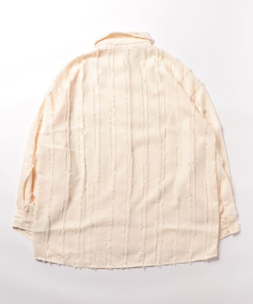 STYLEBLOCK（スタイルブロック）の「フリンジジャガードビッグシャツ（シャツ/ブラウス・レディース・ホワイト系その他/ブラック/ホワイト/パープル・M）」の9枚目の写真
