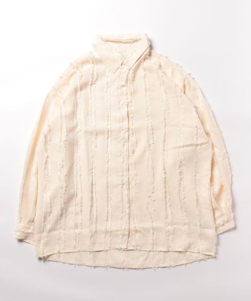 STYLEBLOCK（スタイルブロック）の「フリンジジャガードビッグシャツ（シャツ/ブラウス・レディース・ホワイト系その他/ブラック/ホワイト/パープル・M）」の5枚目の写真