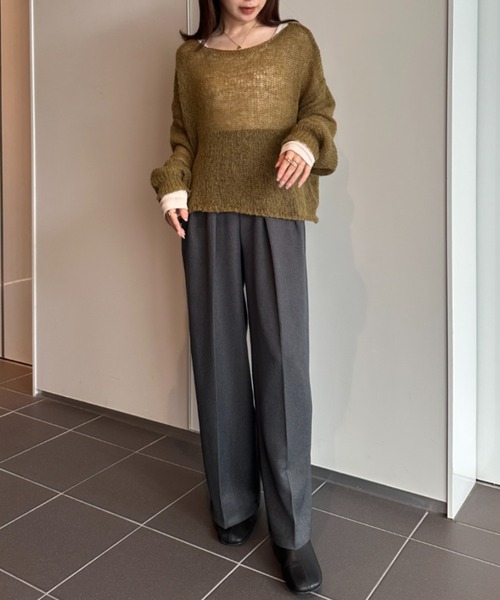 RANAN（ラナン）の「モヘアライクシアーニット（ニット/セーター・レディース・ピンク/アイボリー/カーキブラウン/チャコールグレー/ブルー・M/LL/L）」の10枚目の写真