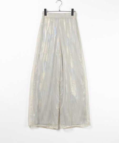 me+em select(ミームセレクト)の「【 裏地付き 】オーロラグロスオーガンジーワイドパンツ / Aurora gloss organdy wide pants(その他パンツ・レディース・アイボリー/ネイビー・MEDIUM/SMALL)」の18枚目の写真