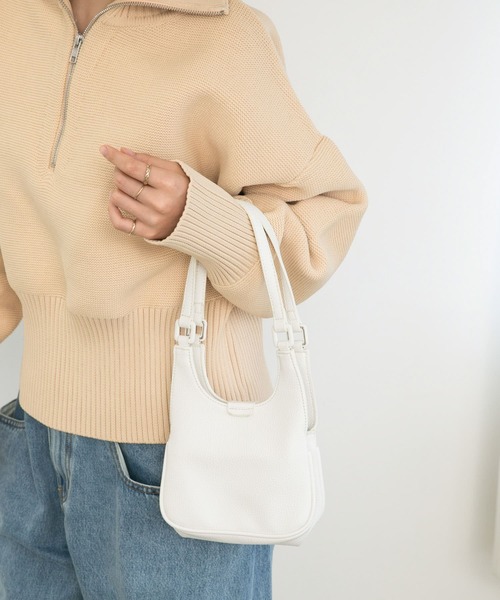 KBF（ケイビーエフ）の「ダブルポケットミニBAG（ハンドバッグ・レディース・ブラック/シルバー/ホワイト・ONE）」の5枚目の写真