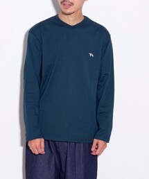 【GLOSTER/グロスター】フレンチブルドッグ刺繍 VネックロングスリーブTシャツ