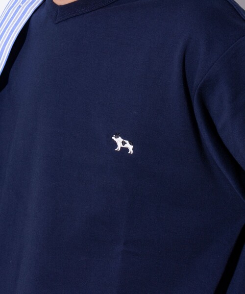 GLOSTER(グロスター)の「【GLOSTER/グロスター】フレンチブルドッグ刺繍 VネックロングスリーブTシャツ(Tシャツ/カットソー・メンズ・ホワイト/グリーン/ダークネイビー/ライトグレー・L/M/S)」の15枚目の写真