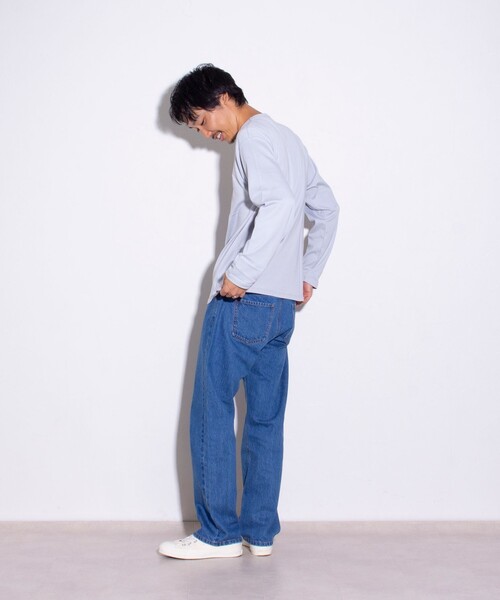 GLOSTER(グロスター)の「【GLOSTER/グロスター】フレンチブルドッグ刺繍 VネックロングスリーブTシャツ(Tシャツ/カットソー・メンズ・ホワイト/グリーン/ダークネイビー/ライトグレー・L/M/S)」の13枚目の写真