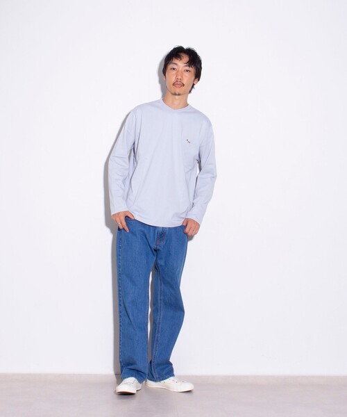 GLOSTER(グロスター)の「【GLOSTER/グロスター】フレンチブルドッグ刺繍 VネックロングスリーブTシャツ(Tシャツ/カットソー・メンズ・ホワイト/グリーン/ダークネイビー/ライトグレー・L/M/S)」の12枚目の写真