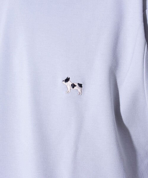 GLOSTER(グロスター)の「【GLOSTER/グロスター】フレンチブルドッグ刺繍 VネックロングスリーブTシャツ(Tシャツ/カットソー・メンズ・ホワイト/グリーン/ダークネイビー/ライトグレー・L/M/S)」の7枚目の写真