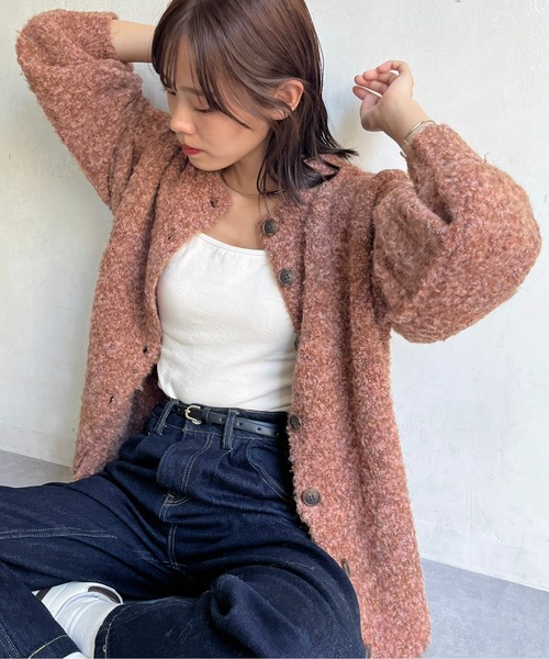 CPCM（シーピーシーエム）の「カラーブークレニットカーディガン（カーディガン/ボレロ・レディース・ブルー/ブラウン/グリーン系その他/オレンジ/アイボリー/サックスブルー・FREE）」の6枚目の写真