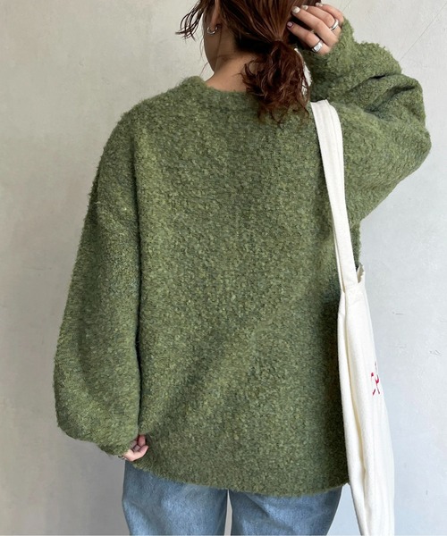 CPCM（シーピーシーエム）の「カラーブークレニットカーディガン（カーディガン/ボレロ・レディース・ブルー/ブラウン/グリーン系その他/オレンジ/アイボリー/サックスブルー・FREE）」の11枚目の写真