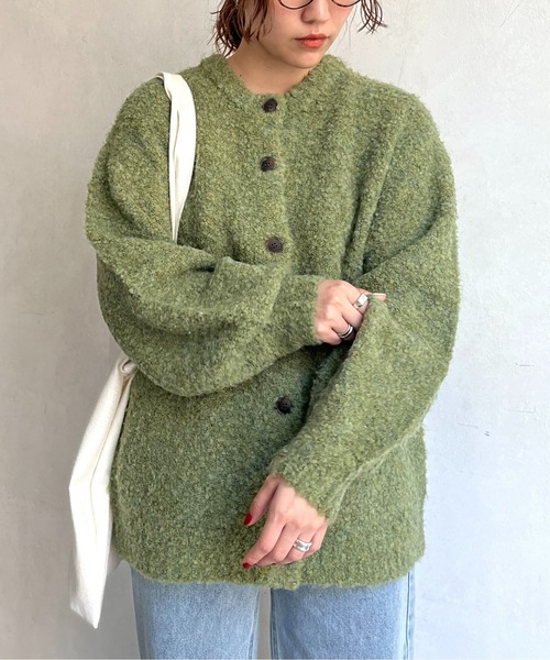 CPCM（シーピーシーエム）の「カラーブークレニットカーディガン（カーディガン/ボレロ・レディース・ブルー/ブラウン/グリーン系その他/オレンジ/アイボリー/サックスブルー・FREE）」の8枚目の写真